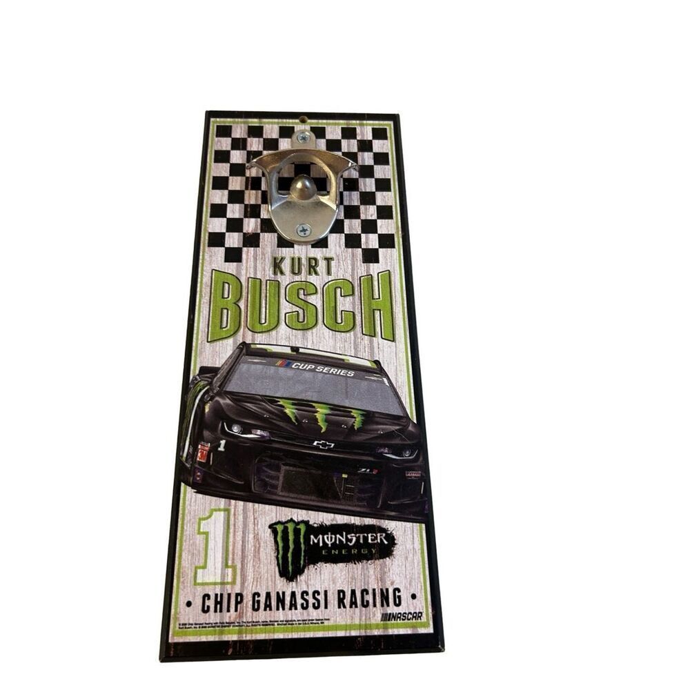 NASCAR bottle opener Kurt Busch Monster Chip Canasse racing‎ 12"x5”